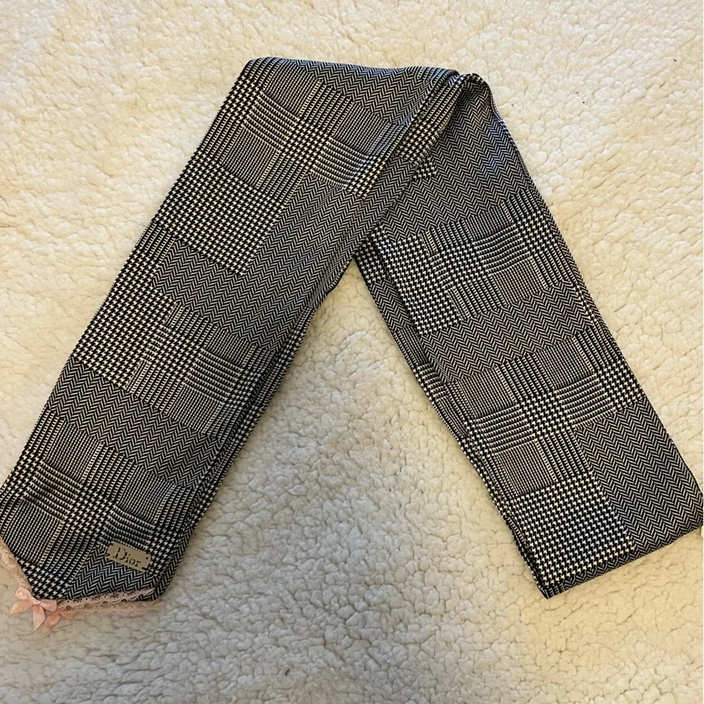 Christian Dior Houndstooth Silk Scarf